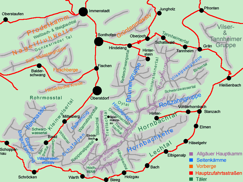 Übersichtskarte Allgäuer Alpen